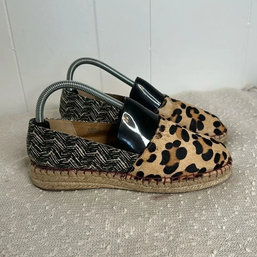 SOFT SURROUNDINGS Nissa Leopard Animal Print Espadrille Shoes Slip On Loafers 7